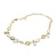 FUFIZU Natural Cultured White Biwa Pearl Blue Larimar pave Gold Plated Chain Long Necklace 30" PINGJIUYIN