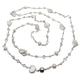 BAWHO 42" natural Cultured White Keshi Pearl White Gold Plated Pave Chain Long sweater chain Necklace QINTINYIN