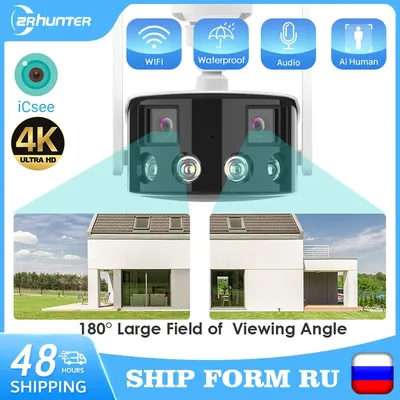 4K 8 MP IP-Kamera WiFi 180 ° Wide Angel Outdoor Wifi Überwachungskameras 4MP Farbe Nachtsicht ICSEE CCTV Sicherheit Smart Kamera