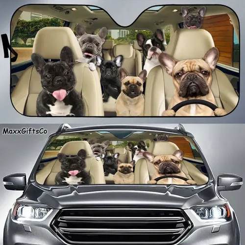 Französisch Bulldogge Auto Sonnenschutz Französisch Bulldogge Windschutz scheibe Hunde Familie