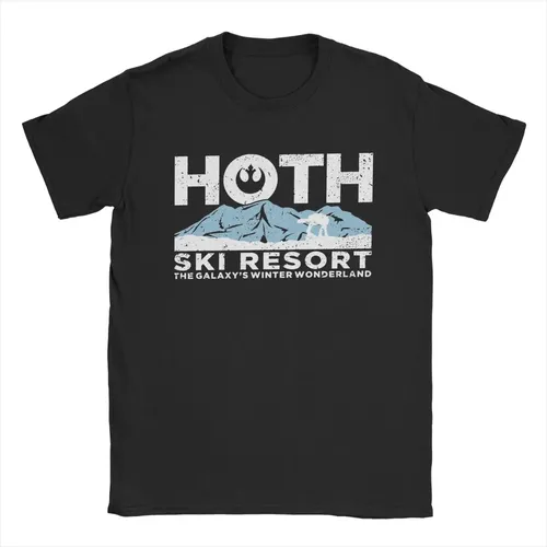 Lustiges Hoth Skigebiet T-Shirt für Männer Rundhals Baumwolle T-Shirt Kurzarm T-Shirts Geschenk idee