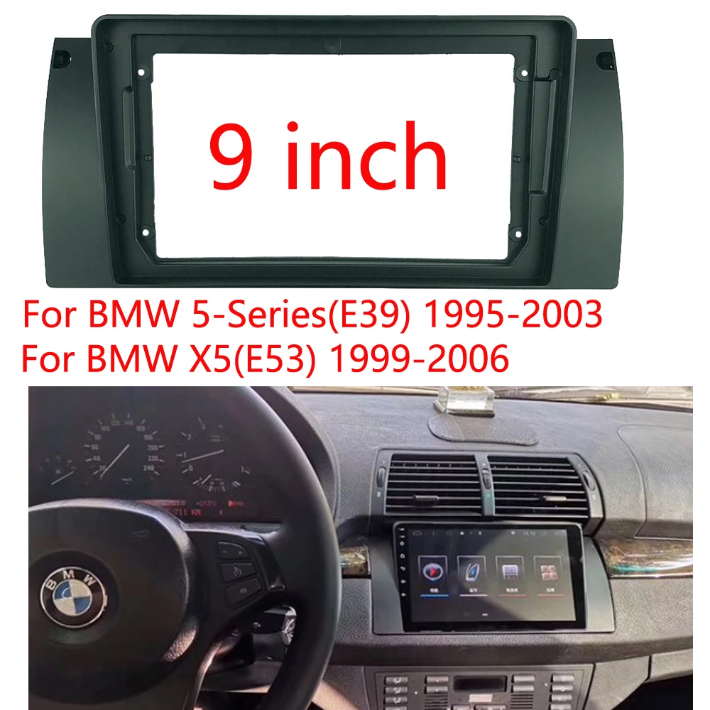 Autoradio-Rahmen für BMW 5 (E39) 1995–2003 X5 (E53) 9-Zoll-Bildschirm-Fascias, Stereo-DVD-Player, Installation Surround Panel Dash Refit Kit