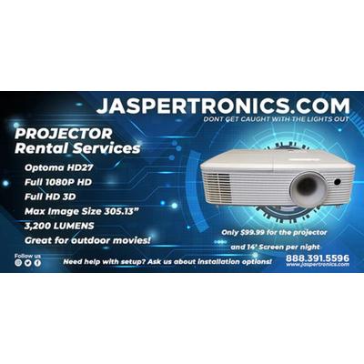 Rent Me By the Day! - Optoma HD27 is another full HD 1080p Projector with a 3,200 Lumen Screen and offers full 3D with compatible devices