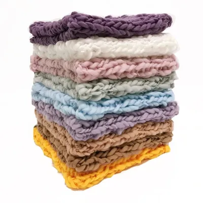Wool Baby Blanket Newborn Photography Props Knitted Chunky Blanket Baby Fotoshooting Posing Layer