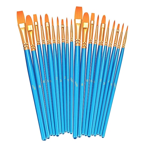 Pinselset mit 20 Rundkopfpinseln Nylonpinsel Acrylpinsel Kunstschüler-Strichzeichenstift zum Malen Image