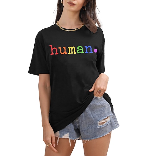 T-Shirt Pride-Shirts Regenbogen Mensch Lässig Streetstyle T-Shirt Ärmel Lesbisch für Damen Erwachsene Heißprägen für Halloween Karneval Maskerade Pride Parade Pride-Monat Image