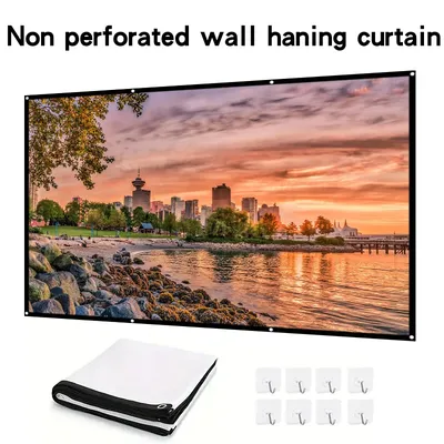 Simple folding projector milk silk soft screen 60-150 inches 16:9 portable outdoor high-definition movie projection fabric
