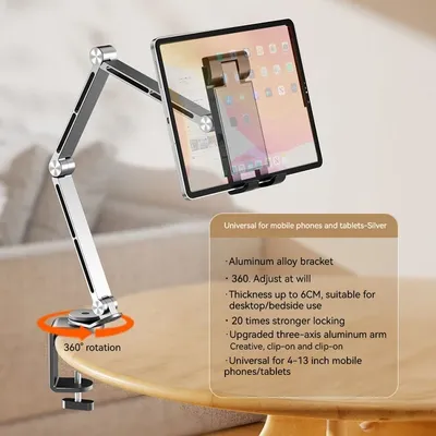 Rotatable Holder Stand Tablet Holder Phone Clip Holder Desktop Aluminum Alloy Cantilever Home Live