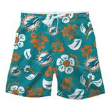 Youth Wes & Willy Aqua Miami Dolphins Floral Volley Swim Trunks
