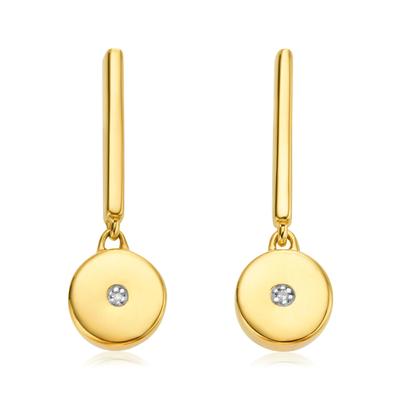 Gold Linear Solo Drop Diamond Earrings Diamond