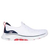 Skechers Women's GO WALK 7 - Darcie Slip-On Shoes | Size 8.5 | White/Navy | Textile/Synthetic | Vegan | Machine Washable