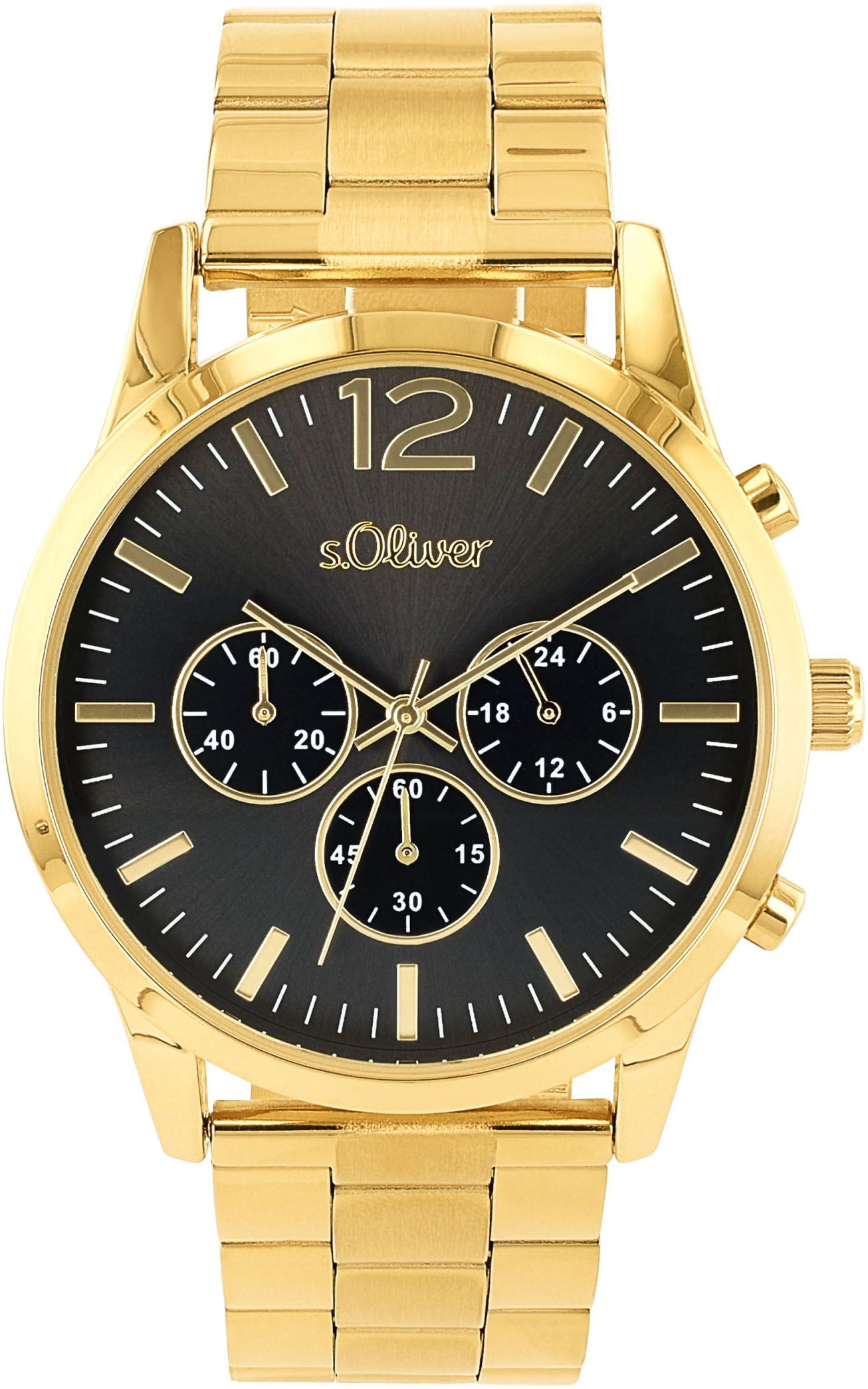 Chronograph S.OLIVER, gold (goldfarben), Armbanduhren, Herren, Armbanduhr, Quarzuhr, Herrenuhr, Stoppfunktion, 12/24-Stunden-Anzeige Image