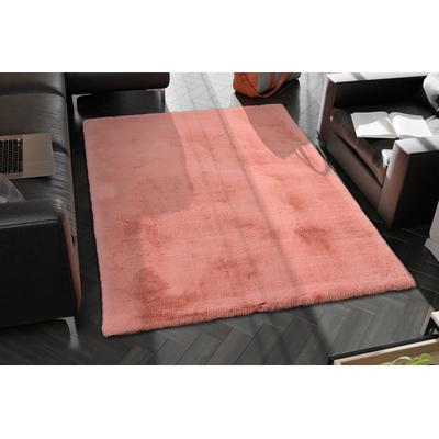 Hochflor-Teppich OCI DIE TEPPICHMARKE "ROCKY SOFT", rot (rosenholz), B:140cm H:35mm L:200cm, Polyester, Teppiche, Kunstfell, weich, kuschelig, maschinell gewebt, Kaninchen Haptik Image
