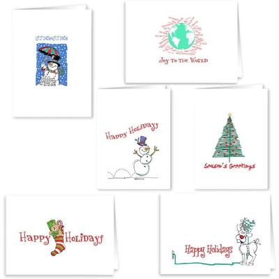 Christmas Card Collection - 18 Holiday Cards & Envelopes - Cute Boxed Christmas Cards
