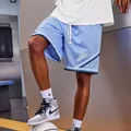 Pantaloncini da basket in rete blu cielo per uomo elastico in vita pantaloni larghi Oversize