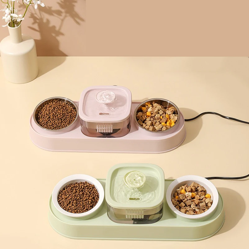 Bol de nourriture pour chat, distributeur d'eau automatique pour animaux de compagnie, récipient de nourriture pour chien et chat, plat à boire, Double bol antidérapant