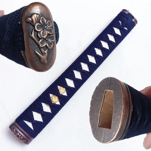 26cm Katana Tsuka blau Seide Kordel griff für japanische Schwert Wakizashi Armaturen