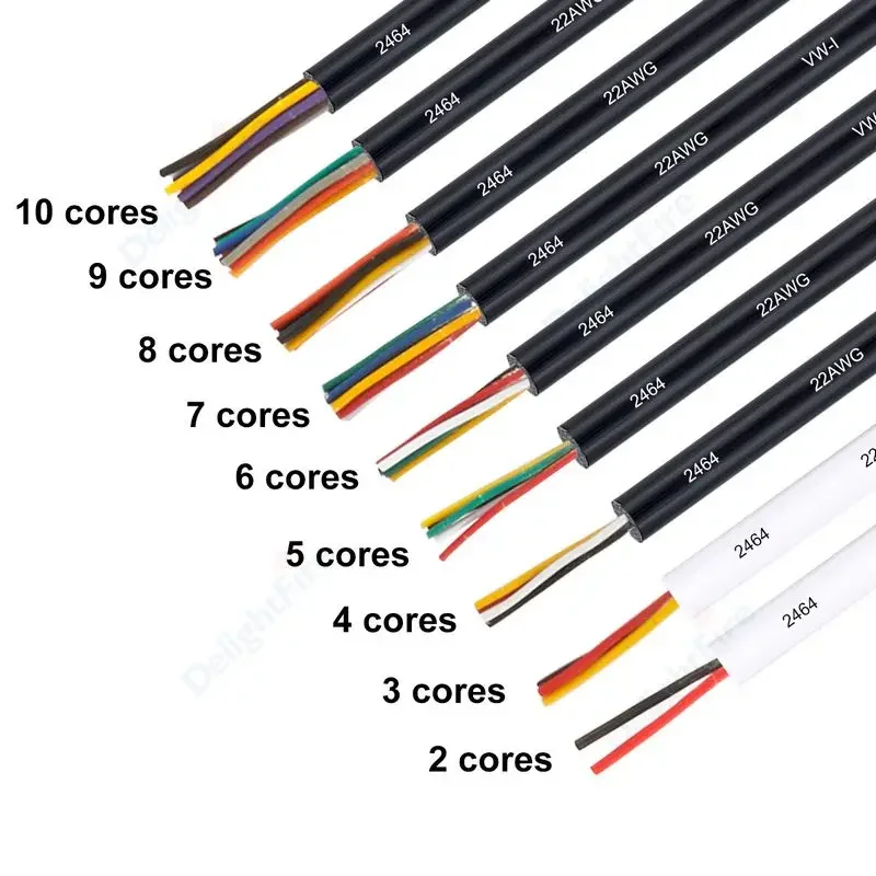 MultiCore ummanteltes Kabel 2 3 4 5 6 7 8 9 Kern 28AWG Isolierung PVC verzinntes Kupfer LED-Streifen-Verlängerungskabel für RGB-RGBW-LED-Streifen Image