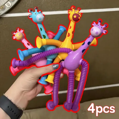 Sensorische Balg Spielzeug Stress abbau Teleskop Giraffe Spielzeug Anti-Stress Squeeze Spielzeug Pop