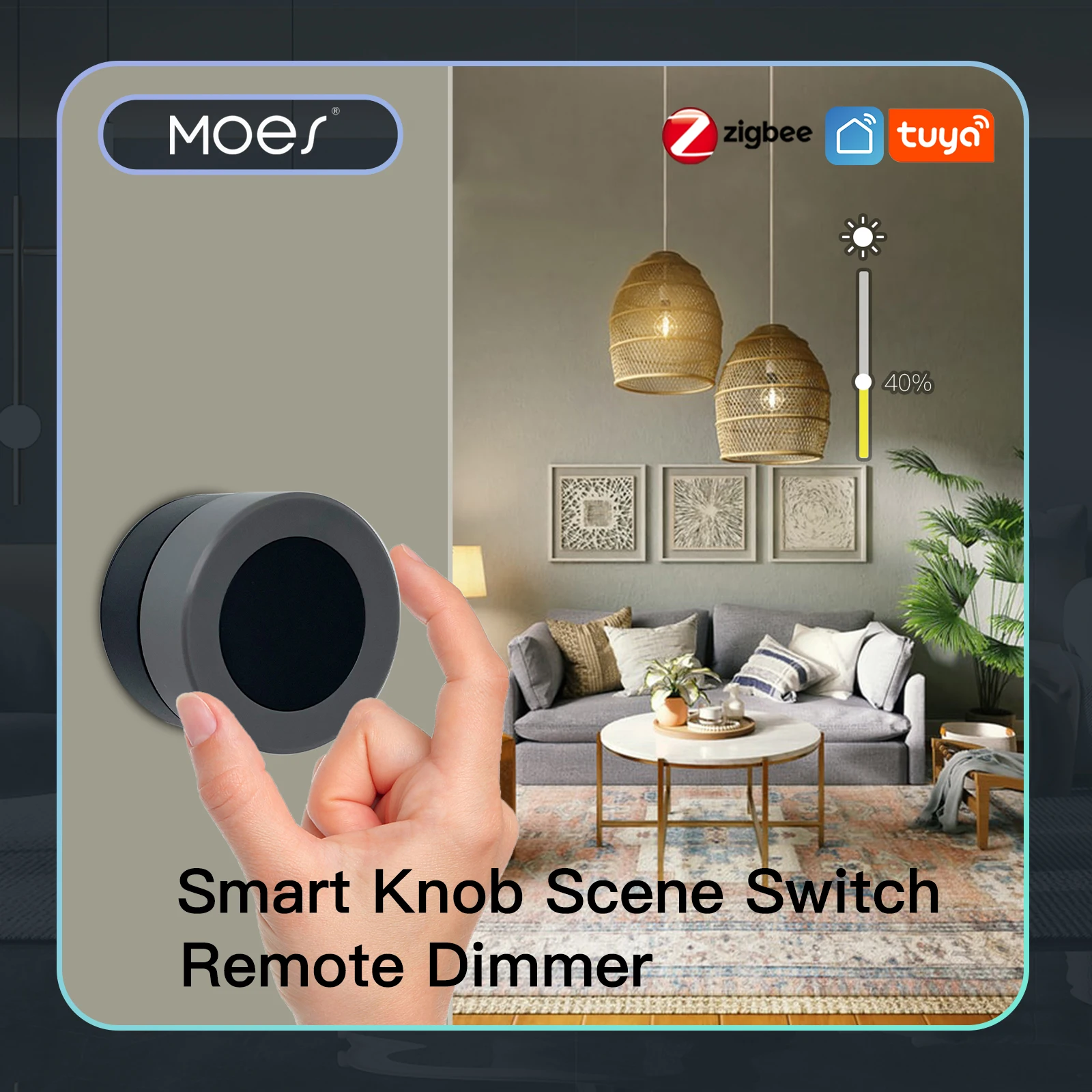 MOES Smart Knob Switch Tuya ZigBee Wireless Scene Switch Button Controller Batteriebetriebene Automatisierungsszenario Smart Life App Image