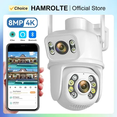 8mp 4k wifi ip kamera ptz dual objektiv mit dual screen ai mensch erkennen nachtsicht im freien wifi überwachungs kamera icsee