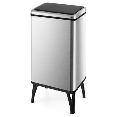 Costway 13.2 Gallon Stainless Steel Trash Can with Stay-on Lid and Soft Closure-Silver