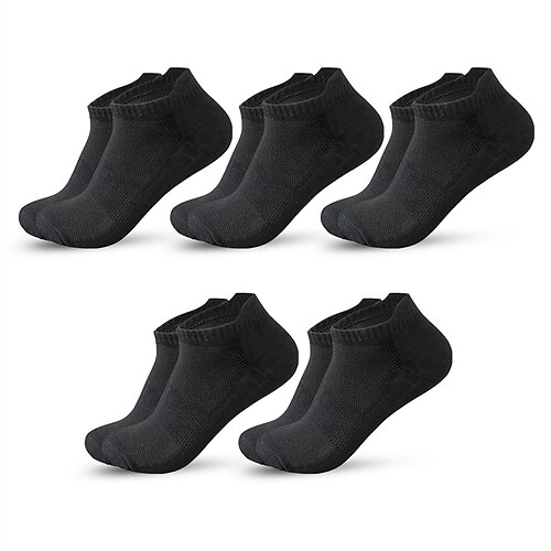 Herren 5er Pack Mehrfachpackungen Socken Ankle Socken Niedrig geschnittene Socken Laufsport Socken Freizeitsocken Schwarz Weiß Farbe Glatt Sport Natur Täglich Urlaub Grundlegend Mittel Frühling Image