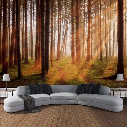 Waldgrüner Wandteppich zum Aufhängen, große Wandteppiche, Wanddeko, Fotokulisse, Decke, Vorhang, Zuhause, Schlafzimmer, Wohnzimmer, Dekoration Wandtuch XXL Natur Image