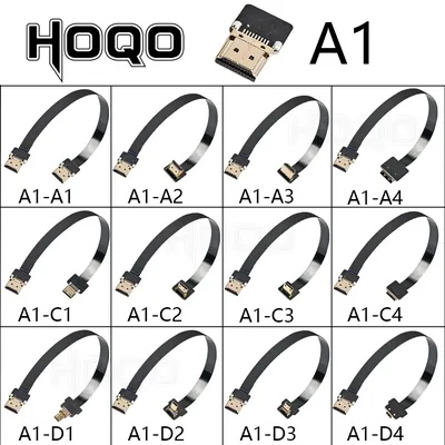 A1 ultra thin flat fpv HDMI-Compatible Cable flexible mini hdmi to micro hdmi ribbon wire 30cm short