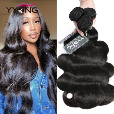 Yyong Body Wave Bundles 1/3/4 PCS Brazilian Human Hair Bundles Hair Weaving Bundles 8-32inch