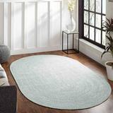 Superior Two-Toned Braided Indoor/ Outdoor Area Rug Fog Green/ White 4 x 6