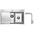 Cecipa - vier 1 Bac 70×45cm avec Egouttoir, Vasque et Distributeur de Savon + Mitigeur Cuisine