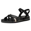 Sandale TAMARIS Gr. 39, schwarz (schwarz kombiniert) Damen Schuhe Keilsandaletten Sommerschuh, Sandalette, Keilabsatz, mit Klettverschluss