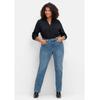 Gerade Jeans SHEEGO "Große Größen", Damen, Gr. 44, Normalgrößen, blau (blau denim), Obermaterial: 96% Baumwolle, 4% Elasthan (LYCRA XTRA LIFE), unifarben, casual, lang, Jeans, mit Bodyforming-Effekt