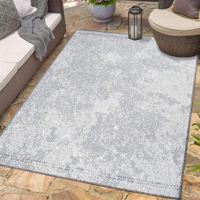 Outdoorteppich CARPET CITY "DUO RUG 5845", grau, B:200cm H:5mm L:290cm, Obermaterial: 100% Polypropylen, Teppiche, Wendeteppich Wetterfest In- & Outdoor, Balkon, Terrasse, Wohnzimmer Image