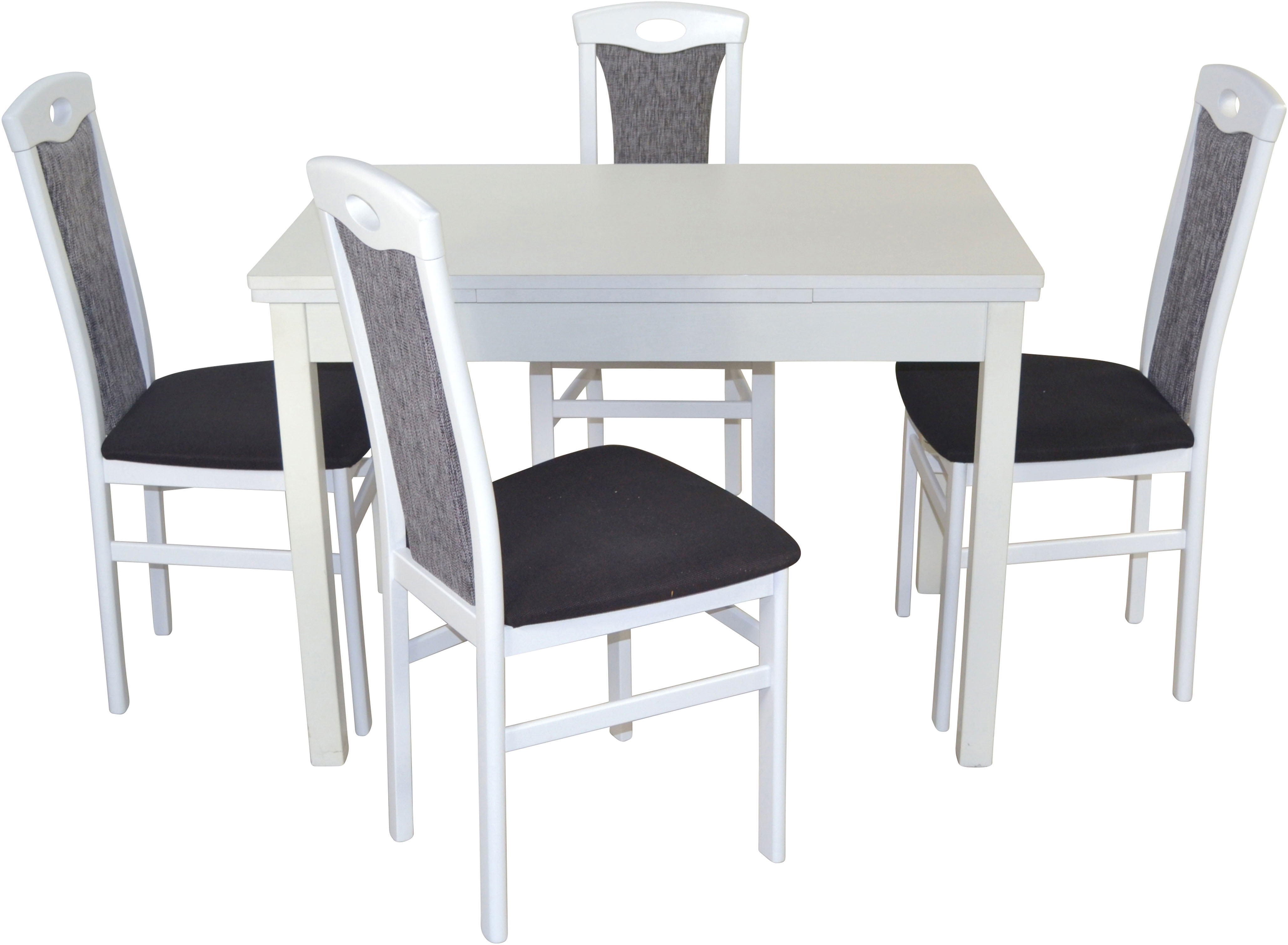 Essgruppe "5tlg. Tischgruppe", schwarz (schwarz, schwarz, weiß), B:45cm H:95cm T:48cm, FSC-zertifiziertes teilmassives Holz, HOFMANN LIVING AND MORE, Sitzmöbel-Sets, Stühle montiert
