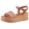 Sandalette TAMARIS, Damen, Gr. 40, braun (braun kombiniert), Kalbsleder, Bast, modisch, Schuhe, Sommerschuh, Sandale, Plateauabsatz mit komfortabler Innensohle