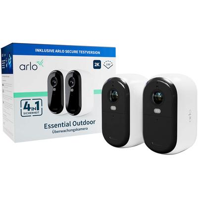 ARLO Smart Home Kamera "ESSENTIAL 2 XL 2K Outdoor Camera 2er-Pack", schwarz-weiß (weiß, schwarz), B:5,72cm H:9,65cm T:8,25cm, Überwachungskameras Image