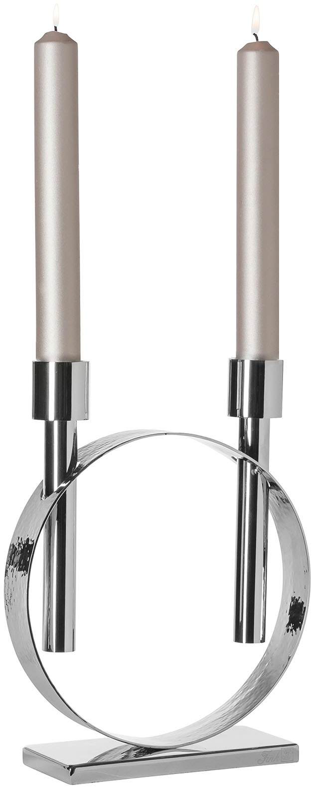 Kerzenleuchter FINK "CARPIO", silber (silberfarben), B:8 H:26,5 T:20, Edelstahl, Kerzenhalter, Stabkerzenleuchter, 2-flammig, vernickelt Image
