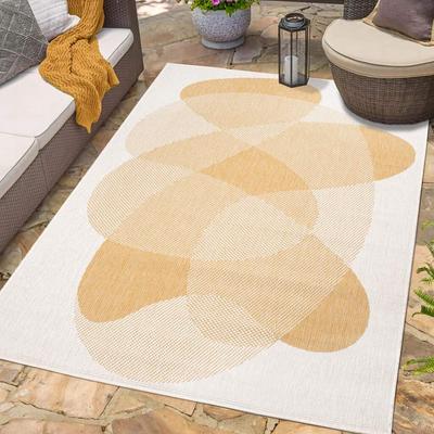 Outdoorteppich CARPET CITY "DUO RUG 5835", gelb, B:160cm H:5mm L:230cm, Obermaterial: 100% Polypropylen, Teppiche, Wendeteppich Wetterfest In- & Outdoor, Balkon, Terrasse, Wohnzimmer Image