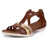 Riemchensandale ECCO "FLASH", Damen, Gr. 42, bunt (braun, goldfarben), Leder, sportlich, Schuhe, Sommerschuh, Sandalette, Klettschuh, im Metallic-Look