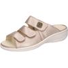 Pantolette WALDLÄUFER "Heria", Damen, Gr. 6,5, grau (metallic), Glattleder, metallic, klassisch, Schuhe, Keilabsatz, Sommerschuh, Schlappen in Weite H, Klettverschlüsse