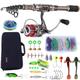 KYATON Fishing Rod and Reel Combos - Carbon Fiber Telesfishing Pole - Spinning Reel 12 +1 Bb with Carrying Case for Saltwater and Freshwater Fishing Gear Kit/Sier/1.8M/5.91Ft-Sd2000