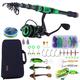 KYATON Fishing Rod and Reel Combos - Carbon Fiber Telesfishing Pole - Spinning Reel 12 +1 Bb with Carrying Case for Saltwater and Freshwater Fishing Gear Kit/Green/2.1M/6.89Ft-Sd3000