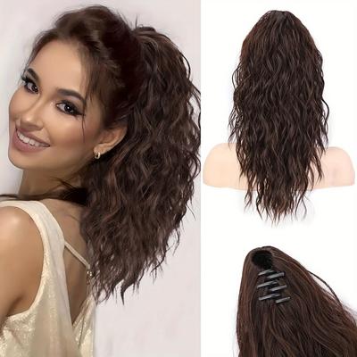 1 Pcs Claw Clip In Ponytail Extensions For Women Synthetic Long Wavy Fluffy Ponytail Hairpieces 18inch Hair Accessories