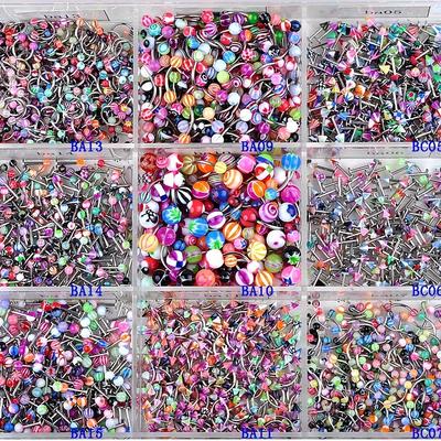 45pcs Stainless Steel Tongue Nail Eyebrow Nail Nose Ring Lip Stud Ring Body Piercing Jewelry Set