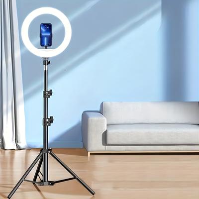 1pc Selfie Ring Fill Light With Tripod Stand, 12 Inch Selfie Ring Light, With Tripod Stand & Flexible Phone Holder, Dimmable Led Light Stand Gift, For Birthday/easter/president's Day/boy/girlfriends