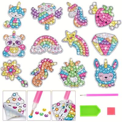 12pcs 5d Diy Diamond Painting Stickers Kits For Kids Handmade Decor Gift Mosaic Sticker Paint By Numbers Kit Art Craft For Girls Boys