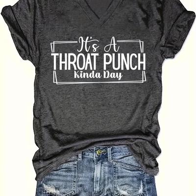 TEMU Throat Punch Print T-shirt, Casual Short Sleeve Crew Neck Top For , Women's Clothing