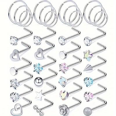 Nose Rings Set For Women Nose Piercing Jewelry L S...